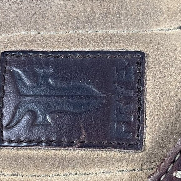 VTG Frye Leather Aztec Slides Sandals Women's Sz 8.5 Rare Chunky Double Buckle - Picture 8 of 9